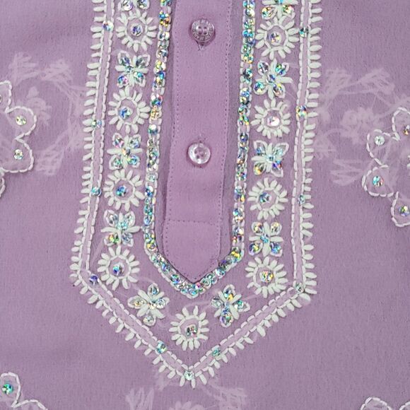 🔹️DKNY Jeans Lavender Sheer Tunic Cover-up/Blouse Small - Picture 5 of 12